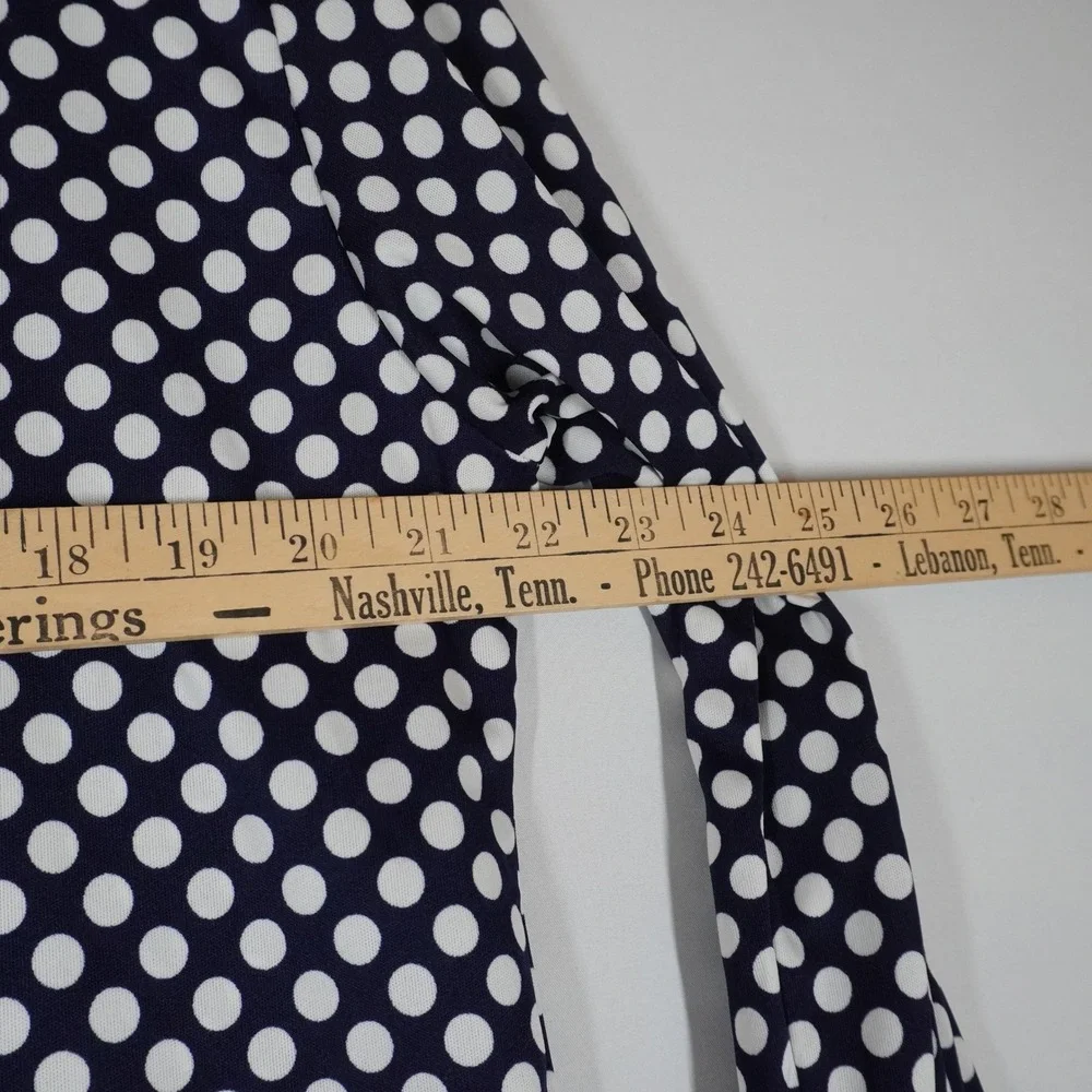 Vintage‎ Kmart Permanent Press Navy Blue White Polka Dot Shirt L 70s Disco MCM